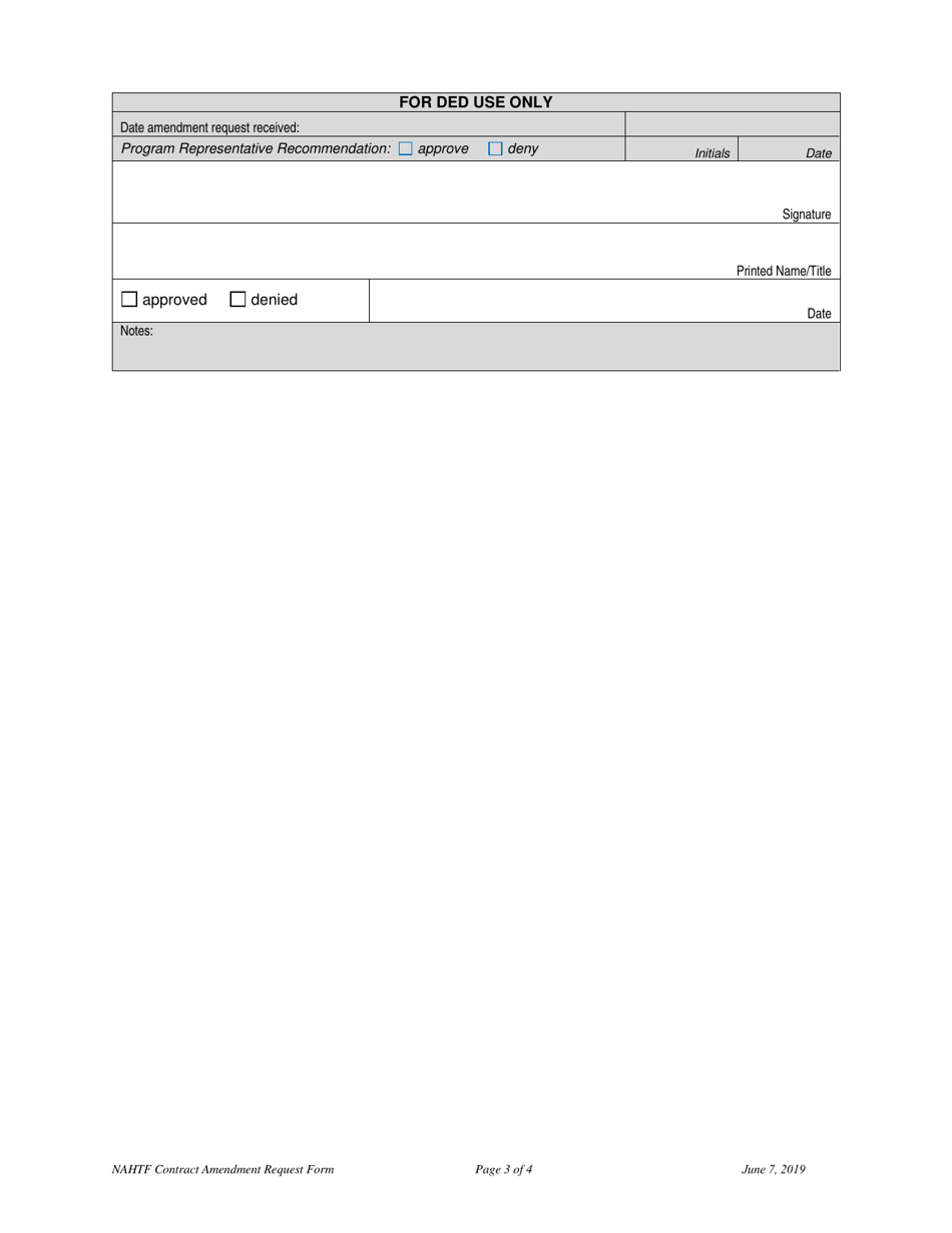 Nahtf Contract Amendment Request Form - Nebraska, Page 3