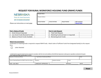 Request for Rural Workforce Housing Fund (Rwhf) Funds - Nebraska