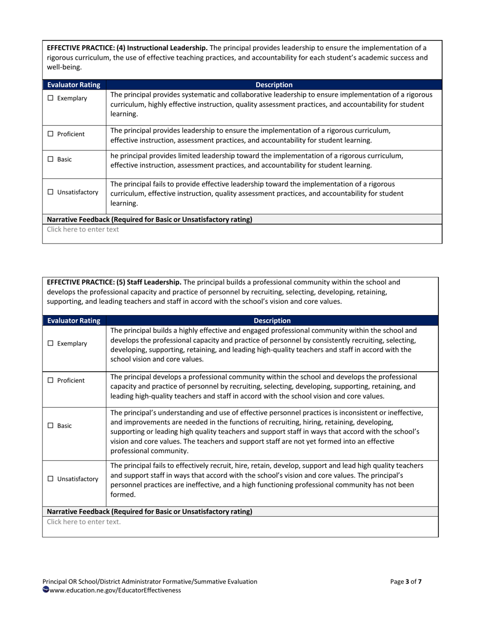 Principal or School / District Administrator Formative / Summative Evaluation - Nebraska, Page 3