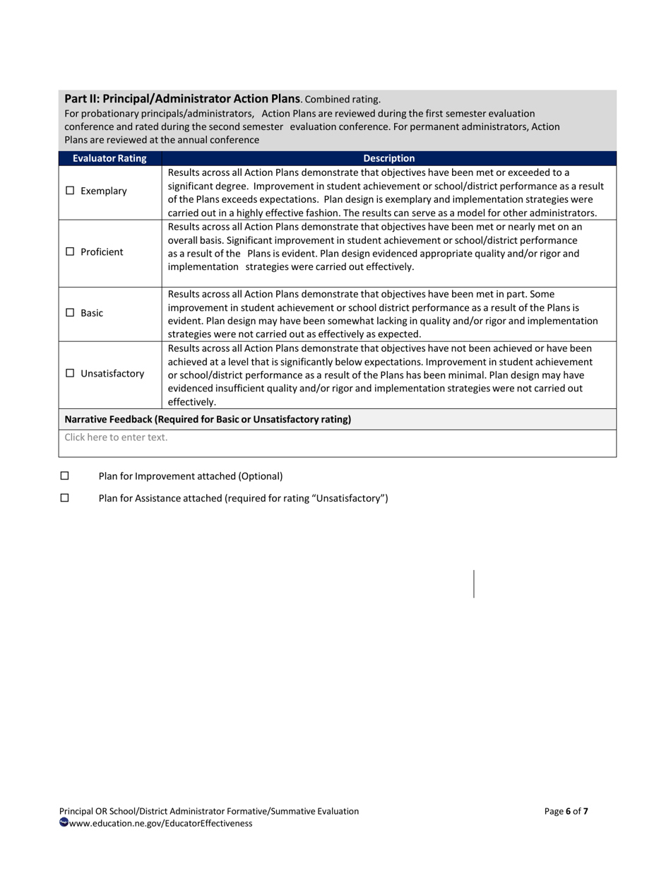 Principal or School / District Administrator Formative / Summative Evaluation - Nebraska, Page 6