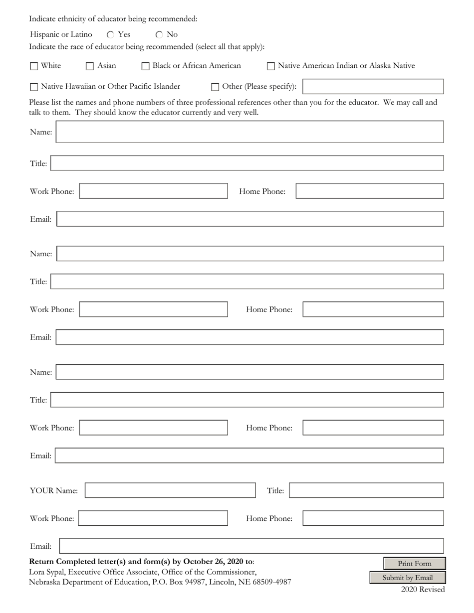 NDE Form 10-004 Talent Pool Recommendation Form - Nebraska, Page 4