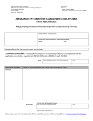 Document preview: NDE Form 08-030 Assurance Statement for Accredited School Systems - Nebraska