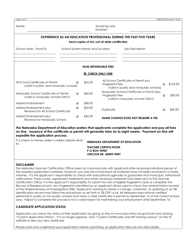 NDE Form 20-003 Application for a Nebraska Educator Certificate or Permit - Nebraska, Page 3