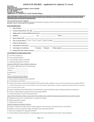 Document preview: Associate Degree - Application for Authority to Award - Nebraska