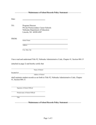 Document preview: Maintenance of School Records Policy Statement - Nebraska