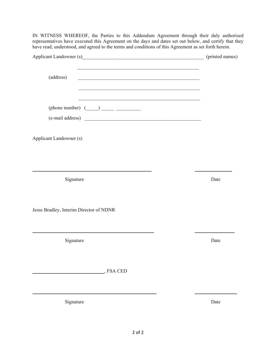 Addendum Agreement to Ndnr Water Use Contract - Nebraska, Page 2