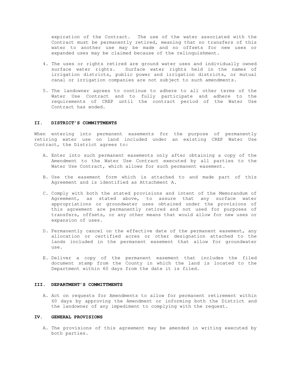 Request for Amendment to Crep Water Use Contract for Permanent Easement - Nebraska, Page 2