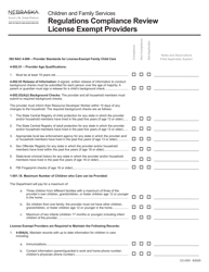 Document preview: Form CC-0351 Regulations Compliance Review License Exempt Providers - Nebraska