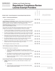 Form CC-0351 Regulations Compliance Review License Exempt Providers - Nebraska