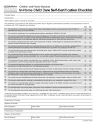 Form CC-0350 In-home Child Care Self-certification Checklist - Nebraska
