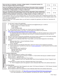 Form PH-20 Child Care Fingerprint Criminal History Check Application - Nebraska, Page 2