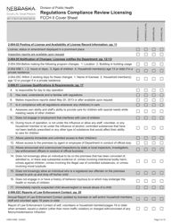 Form CRED-0958 Regulations Compliance Review Licensing - Fcch II Cover Sheet - Nebraska, Page 2