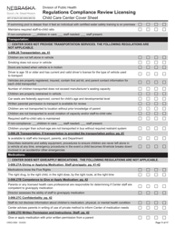 Form CRED-0964 Regulations Compliance Review Licensing - Child Care Center Cover Sheet - Nebraska, Page 11