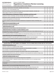 Form CRED-0964 Regulations Compliance Review Licensing - Child Care Center Cover Sheet - Nebraska, Page 14