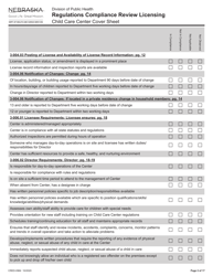 Form CRED-0964 Regulations Compliance Review Licensing - Child Care Center Cover Sheet - Nebraska, Page 2