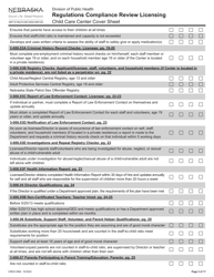 Form CRED-0964 Regulations Compliance Review Licensing - Child Care Center Cover Sheet - Nebraska, Page 3