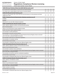 Form CRED-0964 Regulations Compliance Review Licensing - Child Care Center Cover Sheet - Nebraska, Page 5