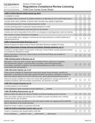 Form CRED-0964 Regulations Compliance Review Licensing - Child Care Center Cover Sheet - Nebraska, Page 6