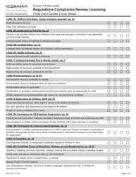 Form CRED-0964 Regulations Compliance Review Licensing - Child Care Center Cover Sheet - Nebraska, Page 7