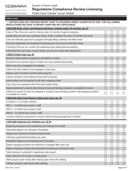 Form CRED-0964 Regulations Compliance Review Licensing - Child Care Center Cover Sheet - Nebraska, Page 9