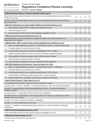 Form CRED-0959 Regulations Compliance Review Licensing - Fcch I Cover Sheet - Nebraska, Page 4
