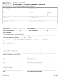 Form CRED-0967 &quot;Regulations Compliance Review Licensing - School Age Only Center Checklist With Cover Sheet&quot; - Nebraska