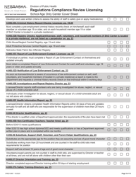 Form CRED-0967 Regulations Compliance Review Licensing - School Age Only Center Checklist With Cover Sheet - Nebraska, Page 3
