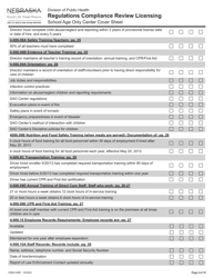 Form CRED-0967 Regulations Compliance Review Licensing - School Age Only Center Checklist With Cover Sheet - Nebraska, Page 4