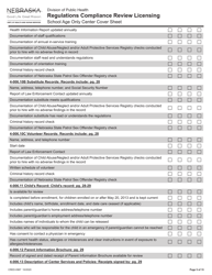 Form CRED-0967 Regulations Compliance Review Licensing - School Age Only Center Checklist With Cover Sheet - Nebraska, Page 5