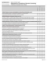 Form CRED-0965 Regulations Compliance Review Licensing - Preschool Checklist Cover Sheet - Nebraska, Page 2