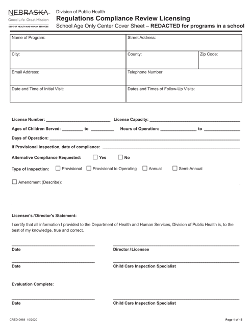 Form CRED-0968  Printable Pdf