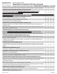 Form CRED-0968 Regulations Compliance Review Licensing - School Age Only Center Checklist With Cover Sheet - Reacted for Programs in a School - Nebraska, Page 3