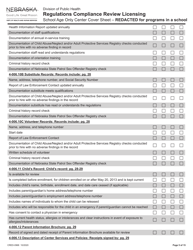 Form CRED-0968 Regulations Compliance Review Licensing - School Age Only Center Checklist With Cover Sheet - Reacted for Programs in a School - Nebraska, Page 5