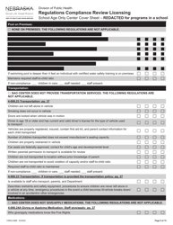 Form CRED-0968 Regulations Compliance Review Licensing - School Age Only Center Checklist With Cover Sheet - Reacted for Programs in a School - Nebraska, Page 9