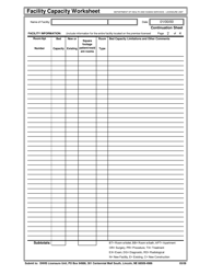 Facility Capacity Work Sheet - Nebraska, Page 2