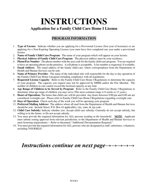 &quot;Application for a Family Child Care Home I License&quot; - Nebraska Download Pdf