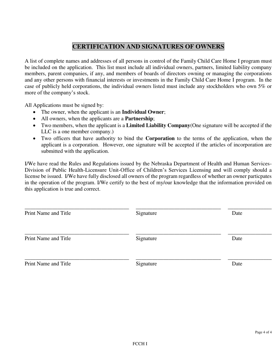 Application for a Family Child Care Home I License - Nebraska, Page 6