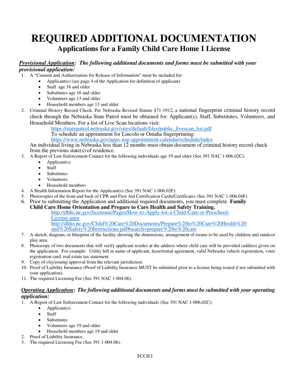 Application for a Family Child Care Home I License - Nebraska, Page 7