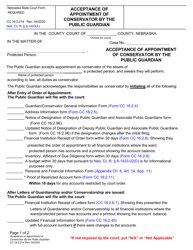 Form CC16:2.214 Acceptance of Appointment of Conservator by the Public Guardian - Nebraska