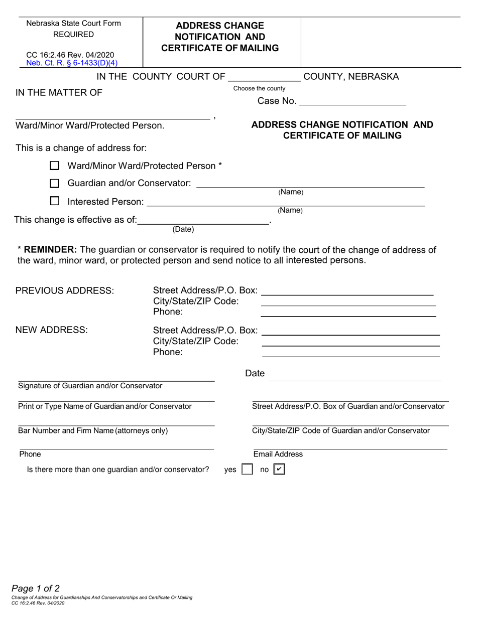 Form CC162.46 Download Fillable PDF or Fill Online Address Change