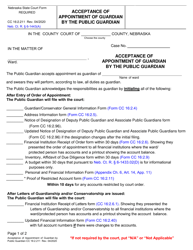 Form CC16:2.211 Acceptance of Appointment of Guardian by the Public Guardian - Nebraska