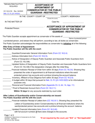 Form CC16:2.218 Acceptance of Appointment of Conservator by the Public Guardian - Restricted - Nebraska