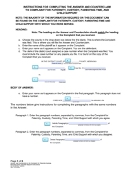 Document preview: Instructions for Form DC6:8.8 Answer and Counterclaim to Complaint for Paternity, Custody, Parenting Time, and Child Support - Nebraska