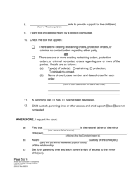 Form DC6:8.8 Answer and Counterclaim to Complaint for Paternity, Custody, Parenting Time, and Child Support - Nebraska, Page 5