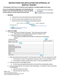 Document preview: Instructions for Form CC16:2.41 Application for Approval of Monthly Budget - Nebraska