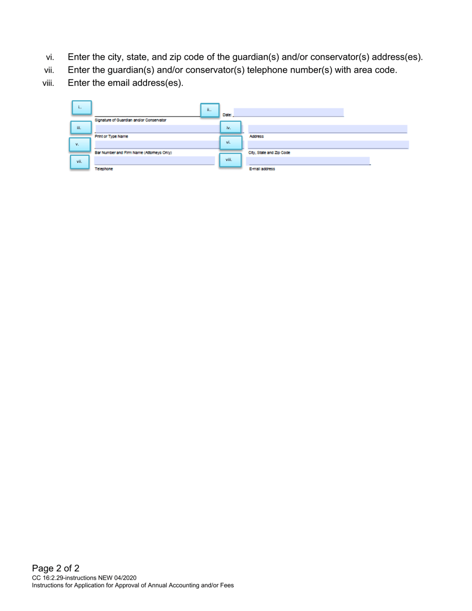 Instructions for Form CC16:2.29 Application for Approval of Annual Accounting and / or Fees - Nebraska, Page 2