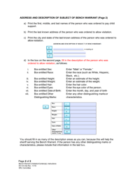 Instructions for Form DC6:5.33 Bench Warrant (Visitation) - Nebraska, Page 2