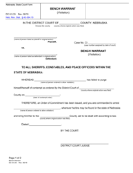 Document preview: Form DC6:5.33 Bench Warrant (Visitation) - Nebraska