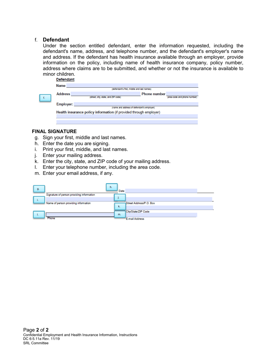 Instructions for Form DC6:5.11 Confidential Employment and Health Insurance Information - Nebraska, Page 2