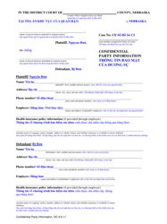 Document preview: Form DC6:5.11 Confidential Party Information - Nebraska (English/Vietnamese)